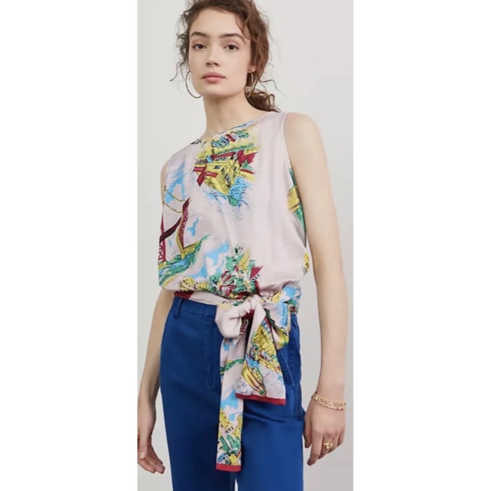 📌 ( Sold ) NWT Anthropologie San Francisco Pink Postcard Wrap Top